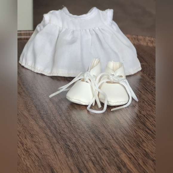 Vtg victorian doll dress&shoes - Picture 1 of 6